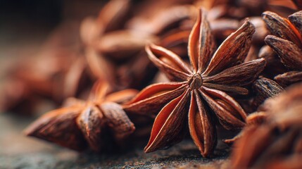 Star anise spice close up