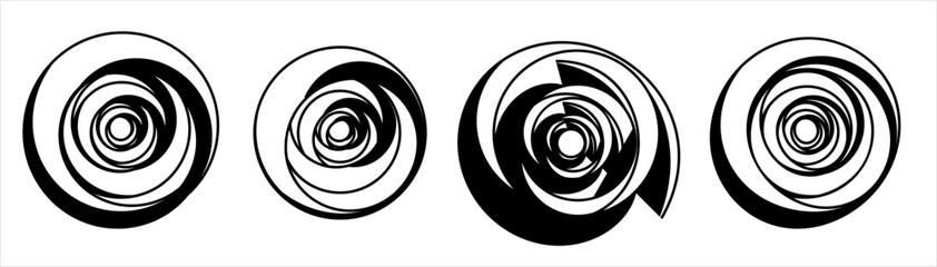 Geometric Concentric Shape Line Art M_2509002