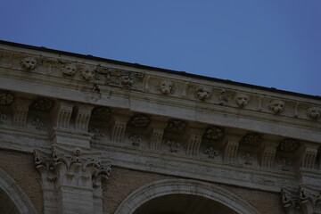 Fototapeta premium detail of a facade of an ancient roman building, mortar, stone