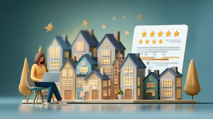 Virtual House Assessment Home Evaluation Online Home Appraisal Investment Opportunity Digital Review Technology Broker Agent Five Star Rating System Real Estate Property Value Modern Design