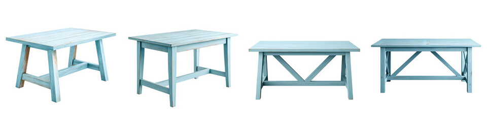 Rustic Blue Table Set: Farmhouse Style Furniture for Interiors and Product Photography