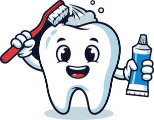 Happy Tooth Brushing Vector Illustration