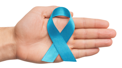 Teal Ribbon Awareness: Support for Prostate Cancer Awareness on White Background