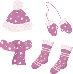 Winter clothing accessories with snowflakes