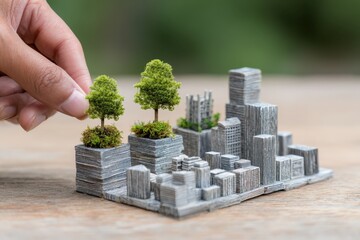 Sustainable City Model Green Building Concepts Environmental Responsibility Urban Planning Eco-Friendly Development Business Corporate Social Responsibility Landscape