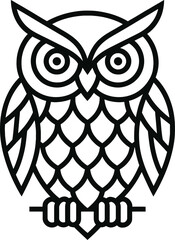 Owl vector illustration graphic design animal bird drawing tattoo art wildlife nature nocturnal predator outline 100 vector illustration