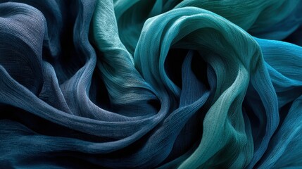 Obraz premium Woven fabric draped artistically in shades of teal and blue. Use as a backdrop for your site or promotional materials.