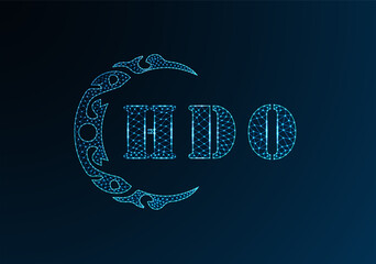 Low poly letter logo HDO design. HDO letter logo low poly vector design on blue color gradient background. HDO logo low poly design