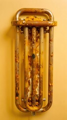 Naklejka premium Corrosion on heating element with mineral deposits in electric boiler