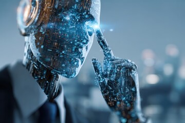 Artificial Intelligence Concept AI Robot Technology Connection Digital Brain Neural Network Automation Machine Learning Data Analysis Humanoid Futuristic Innovation Development