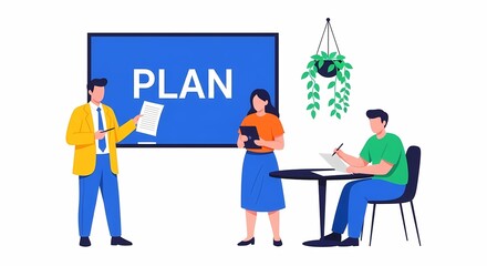 Business Team Collaborating on a Strategic Plan at Whiteboard for Project Success