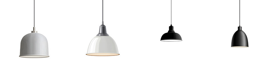 Pendant Lights Collection: Modern Interior Lighting on White Background