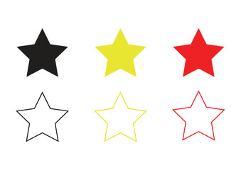 Solid and Outline Star Icons in Primary Colors
