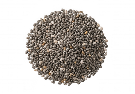 Tiny speckled seeds arranged in a circle chia small isolated on a transparent background