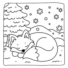 Bold and Easy Cozy Winter Coloring Pages, Cute Christmas Bold and Easy Coloring Pages, Line Art, Vectors Illustration, Black and White, 8.5x8.5