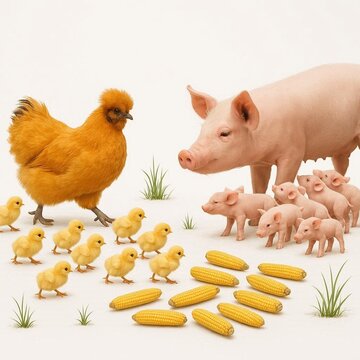 Scene from the life of a hen with chicks