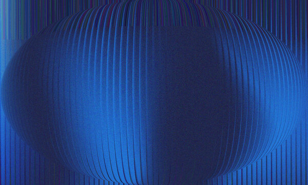 Abstract Deep Blue Sphere Background  Futuristic Ribbed Lines and Digital Noise Texture