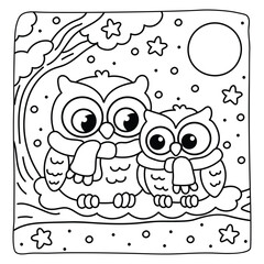 Bold and Easy Cozy Winter Coloring Pages, Cute Christmas Bold and Easy Coloring Pages, Line Art, Vectors Illustration, Black and White, 8.5x8.5