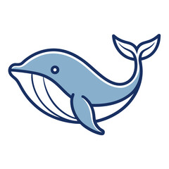 Fototapeta premium Cute Whale Logo Icon in a Simple Minimalist Outline Style