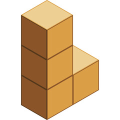Isometric Wooden Blocks Forming An L Shape With A Transparent Background In Warm Brown Tones And Soft Lighting