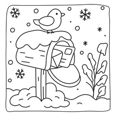 Bold and Easy Cozy Winter Coloring Pages, Cute Christmas Bold and Easy Coloring Pages, Line Art, Vectors Illustration, Black and White, 8.5x8.5