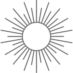 Abstract Retro Sunburst Design With Radial Rays On A Transparent Background Grey Geometric Shape With Outward Radiating Lines Represents Light Or Energy