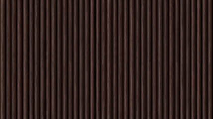 Obraz premium SEAMLESS fluted wall panel background, dark brown wood texture, modern decorative accent wall, half-round wooden slats.