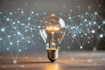 light bulbs concept creative idea with innovative technology and creativity, Concept of idea and innovation