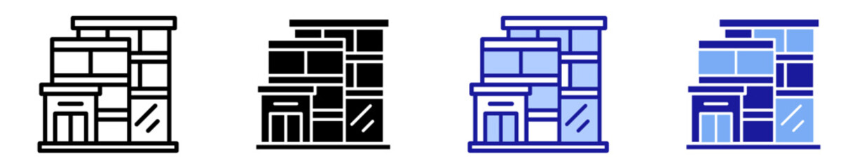 Supermarket Building  Icon Set Multiple Style Collection
