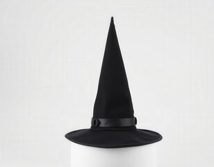 Elegant Witch's Pointed Hat on Simple White Studio Background for Halloween Costume Mockup