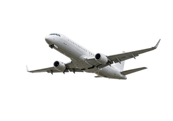 Isolated passenger airplane in flight, skyward view of plane on approach, light aircraft