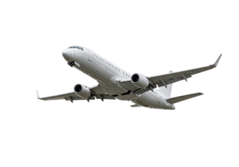 Isolated passenger airplane in flight, skyward view of plane on approach, light aircraft