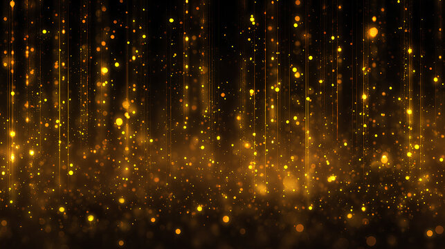 Christmas falling golden lights. Magic gold dust and glare. Yellow sparks glitter special light effect. Stock Illustration