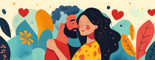 Abstract colorful background with heart illustration, perfect for a romantic love vector art, fashion, or beauty project