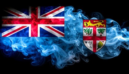 Fiji Flag in Blue Smoke - A Symbol of National Identity.