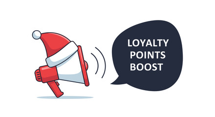 Festive megaphone announcing holiday promotions with loyalty points boost
