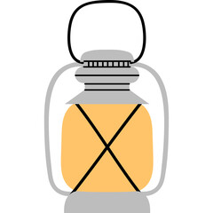 Classic Metal Lantern With Orange Light And Transparent Background For Decorative Use