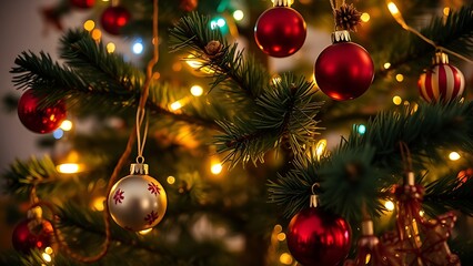 A beautifully decorated tree with glowing ornaments, evoking festive holiday spirit.