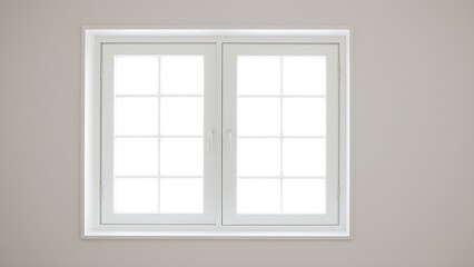 Obraz premium Minimalist white window frame with translucent panels filtering soft daylight.
