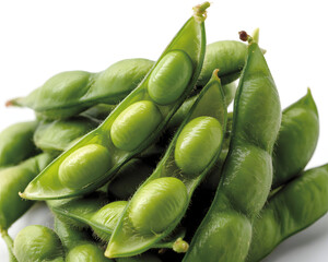 Fresh edamame pods create a vibrant, healthy culinary display for plant based menus and dietary concepts, perfect for wellness and nutrition projects