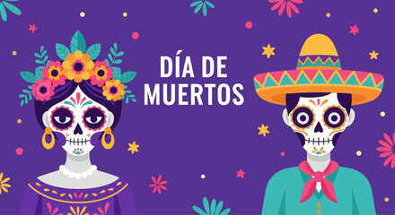 Dia de muertos background banner, vector illustration