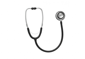 A black stethoscope isolated on transparent background
