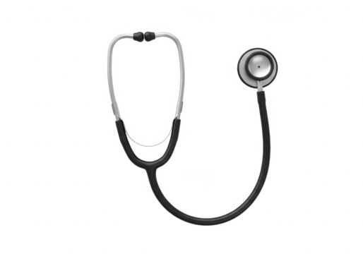 A black stethoscope isolated on transparent background