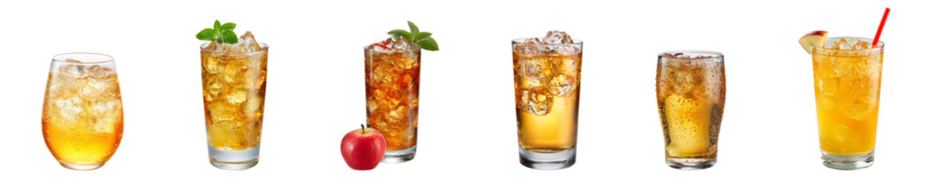 Tasty apple juice soda isolated. 
