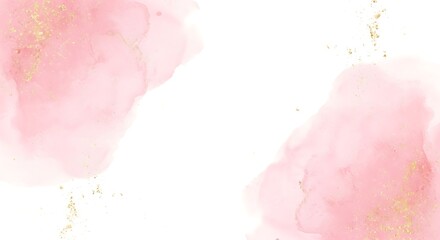 Soft pastel pink and white abstract watercolor background with delicate gold accents and subtle texture