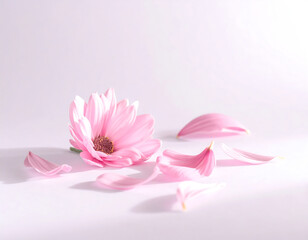 Obraz premium Pink Gerbera Daisy Flower on White Background with Soft Lighting