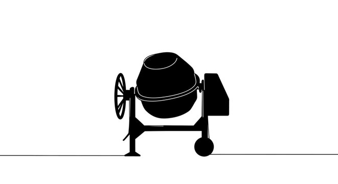 black concrete mixer on white background clip art preview