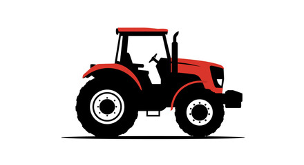 Naklejka premium Red tractor silhouette on white background: farming vehicle design