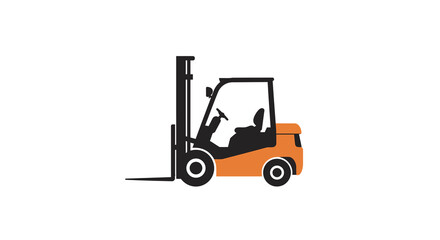 Minimalistic forklift side view on white background