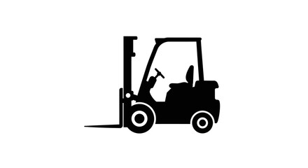 Silhouette of a forklift on white background for industrial design projects